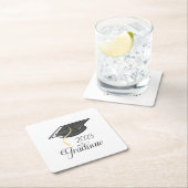 卒業パーティーブラック卒業キャップカスタム スクエアペーパーコースター (インサイチュ)