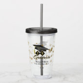 卒業パーティーブラック金ゴールドスターパーソナライズされた アクリルタンブラー (正面)