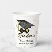 卒業パーティーブラック金ゴールドスターパーソナライズされた 紙コップ (裏面)