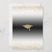 卒業パーティーブラック&ホワイトグラデーション金ゴールド紙吹雪 招待状 (裏面)