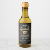 卒業パーティーブラッシュブラック金ゴールドとホワイトミニ ワインラベル (正面)