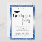 卒業パーティーブルーグラデーション紙吹雪 招待状 (正面)