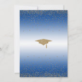 卒業パーティーブルーグラデーション金ゴールド紙吹雪 招待状 (裏面)