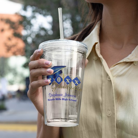 卒業パーティーブルーパーソナライズされた金ゴールド アクリルタンブラー