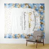 卒業パーティーブルーブル金ゴールド吹き出し タペストリー (インサイチュ(横))