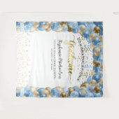 卒業パーティーブルーブル金ゴールド吹き出し タペストリー (正面(横))