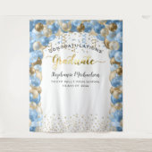 卒業パーティーブルーブル金ゴールド吹き出し タペストリー (正面)