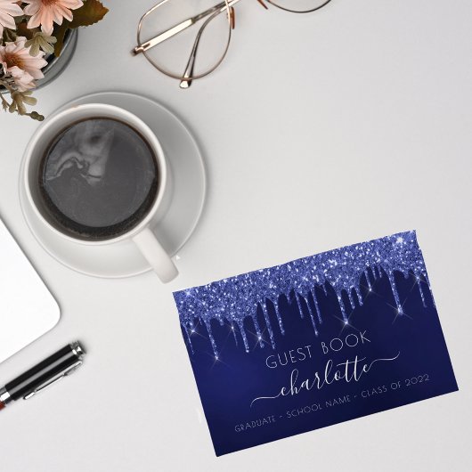 卒業パーティーブルーホワイトグリッタークラス2023 ゲストブック