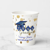 卒業パーティーブルー金ゴールドパーソナライズされた紙吹雪 紙コップ (裏面)
