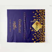 卒業パーティーブルー金ゴールド紙吹雪卒業2025 タペストリー (正面(横))