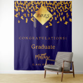 卒業パーティーブルー金ゴールド紙吹雪卒業2025 タペストリー (インサイチュ)