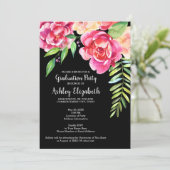 卒業パーティーモダンウォータカラーフローラ&ドット 招待状 (スタンド正面)