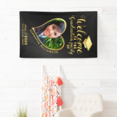 卒業パーティーモダンブラック金ゴールド写真へようこそ 横断幕 (インサイチュ)