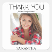 卒業パーティーモダン写真ありがとう スクエアシール (正面)