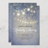 卒業パーティーライツ素朴ダスティブルー 招待状 (正面/裏面)