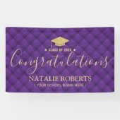 卒業パーティーラグジュアリーパープル&金ゴールド 横断幕 (横)