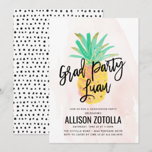 卒業パーティールアウ（ハワイ式宴会）トロピカルパイナップルパーティー 招待状