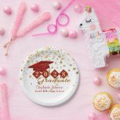 卒業パーティーレッド&金ゴールド20XX ペーパープレート (パーティー)