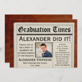 卒業パーティー個人写真新聞 招待状 (正面/裏面)