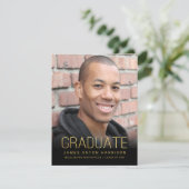 卒業パーティー写真アナウンスメント金ゴールド&ブラック 招待状 (スタンド正面)