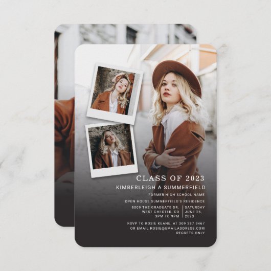 卒業パーティー写真コラージュ2024 招待状 (正面/裏面)