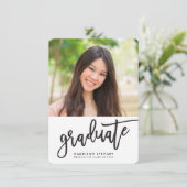 卒業パーティー写真シンプル書ブラック サンキューカード (スタンド正面)