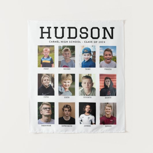 卒業パーティー写真タペストリー成績1-12 タペストリー (正面)