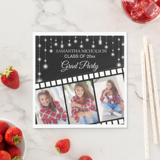 卒業パーティー写真ムービーリールのハリウッドスター スタンダードランチョンナプキン (インサイチュ)