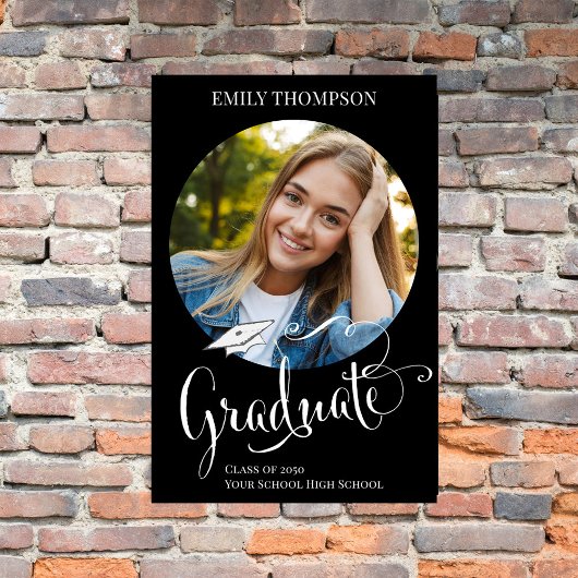 卒業パーティー写真白黒カスタム ポスター