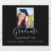 卒業パーティー写真白黒2025 スパークリングワインラベル (シングルラベル)