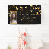 卒業パーティー写真黒金ゴールドスター2025 横断幕 (インサイチュ)