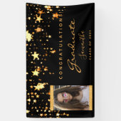卒業パーティー写真黒金ゴールドスター2025 横断幕 (縦)