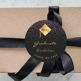 卒業パーティー卒業ブラックパープルキャップ ラウンドシール