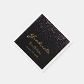 卒業パーティー卒業ブラックパープル金ゴールド スタンダードカクテルナプキン (角)