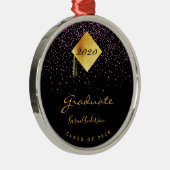卒業パーティー卒業ブラックパープル2025 メタルオーナメント (右)