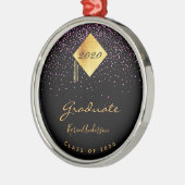 卒業パーティー卒業ブラックパープル2025 メタルオーナメント (左)