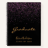 卒業パーティー卒業ブラックパープル ノートブック (正面)