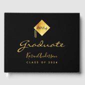 卒業パーティー卒業ブラック金ゴールドキャップ ゲストブック (正面)