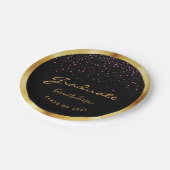 卒業パーティー卒業ブラック金ゴールドパープル ペーパープレート (アングル)