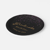 卒業パーティー卒業ブラック金ゴールドパープル ペーパープレート (アングル)