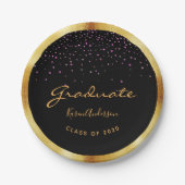 卒業パーティー卒業ブラック金ゴールドパープル ペーパープレート (正面)
