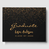 卒業パーティー卒業ブラック金ゴールド紙吹雪 ゲストブック (正面)