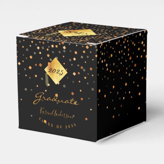 卒業パーティー卒業ブラック金ゴールド2023 フェイバーボックス (正面サイド)