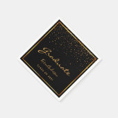 卒業パーティー卒業ブラック金ゴールド スタンダードカクテルナプキン (角)
