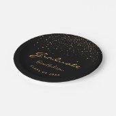 卒業パーティー卒業ブラック金ゴールド ペーパープレート (アングル)
