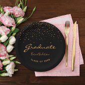 卒業パーティー卒業ブラック金ゴールド ペーパープレート