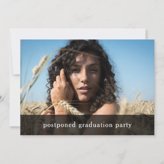 卒業パーティー延期されたフォトカード 招待状 (正面)