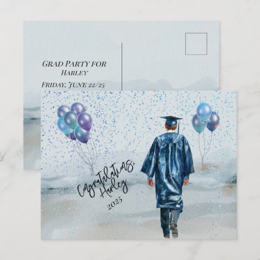 卒業パーティー息子おめでとう ポストカード (正面/裏面)