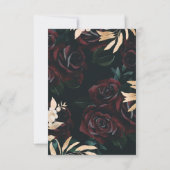 卒業パーティー招待ブラック金ゴールドバラ 出欠カード (裏面)