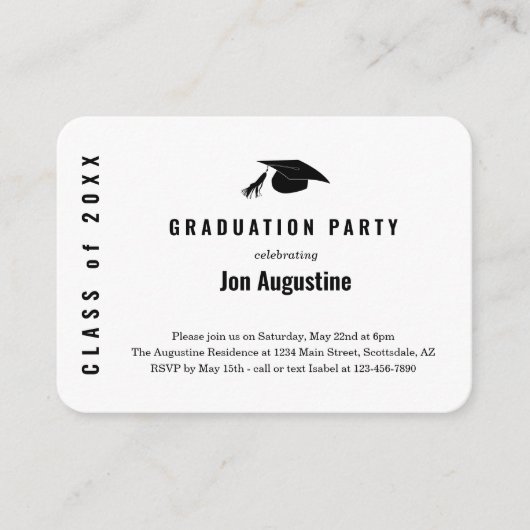 卒業パーティー招待状の挿入 エンクロージャーカード (正面)